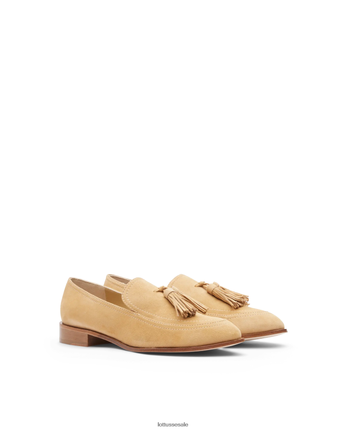 Schuhwerk 8HH4DR244 Lottusse Frauen Beige Claire-Loafer aus Ziegenwildleder