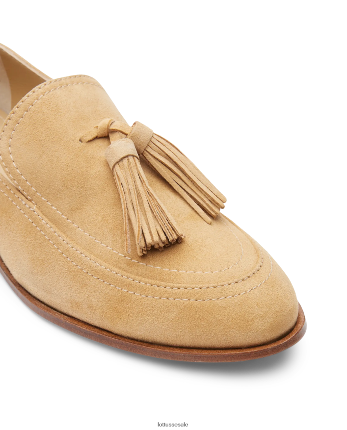 Schuhwerk 8HH4DR244 Lottusse Frauen Beige Claire-Loafer aus Ziegenwildleder