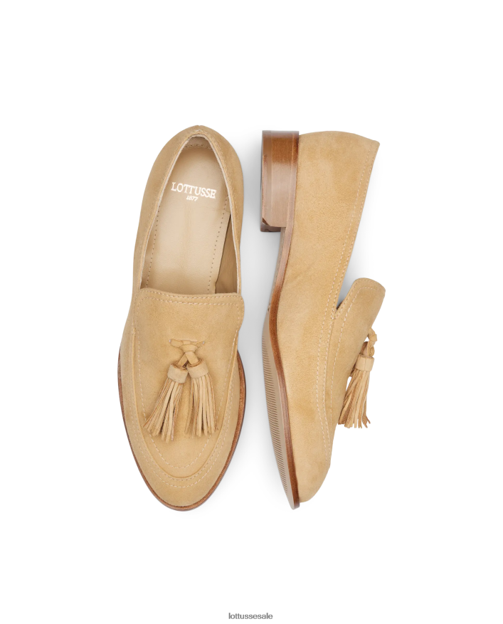 Schuhwerk 8HH4DR244 Lottusse Frauen Beige Claire-Loafer aus Ziegenwildleder